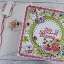 Kartka na Dzień Mamy z polnymi kwiatami i motylami