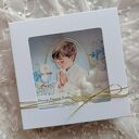 Kartka komunijna dla chłopca - niebiesko-złota pamiątka handmade (scrapbooking)
