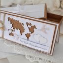 Kartka ślubna dla podróżników w pudełku - eko, kartka ślubna z życzeniami i personalizacją