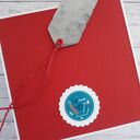 Kartka na walentynki z misiem, nietypowy napis