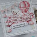 Kartka z okazji narodzin dziewczynki z misiem, personalizacja