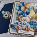 Kartka na roczek dla chłopca z misiem 2, personalizacja