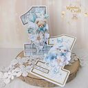 Urodzinowa kartka cyferka, prezent na roczek "Baby Lamb" GOTOWA