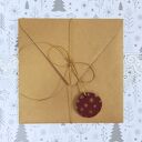 Kartka świąteczna z kieszonką, bordowo-złota z zimową scenką