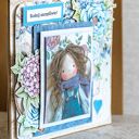 Kartka urodzinowa w stylu scrapbooking "Rośnij szczęśliwie" - bogato zdobiona dla dziewczynki