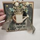 Kartka urodzinowa konewka suszone kwiaty