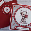 Kartka na walentynki z misiem, nietypowy napis