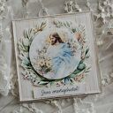 Kartka wielkanocna z wiankiem i Jezusem