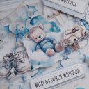 Kartka z okazji narodzin chłopca z misiem, personalizacja