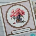 Kartka imieninowa z piwoniami w słoiku