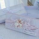 Subtelna kartka w pudełku na ślub - pudrowy róż, personalizacja