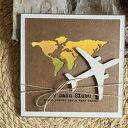 Kartka ślubna z samolotem - handmade scrapbooking w stylu eco z kopertą