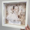 Personalizowana rodzinna ramka ślubna LED 3D z Parą Młodą i zwierzakami
