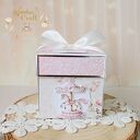 Exploding box na chrzest, roczek i narodziny dla dziewczynki Pink Flowers Girl (gotowy do personalizacji)
