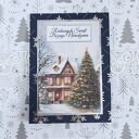 Kartka świąteczna z kieszonką, granatowo - srebrna