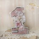 Urodzinowa kartka cyferka, prezent na roczek "OhBabyRose" GOTOWA