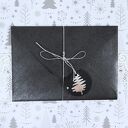 Czarno-srebrna kartka świąteczna z kieszonką i zimową scenką - handmade