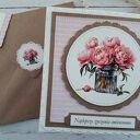 Kartka imieninowa z piwoniami w słoiku