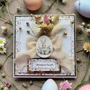 kartka wielkanocna z suszonymi kwiatami beż