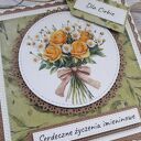 Kartka imieninowa (lub na inną okazję) z bukietem róż i stokrotek