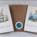 Zestaw 4 kartek wielkanocnych z życzeniami „Niebiesko -żółty”