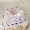 Exploding box na chrzest, roczek i narodziny dla dziewczynki Pink Flowers Girl (gotowy do personalizacji)
