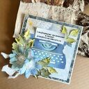 Wyjątkowa kartka na emeryturę w pudełku z torebką - ręcznie robiona scrapbooking 14 x 14