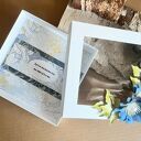 Wyjątkowa kartka na emeryturę w pudełku z torebką - ręcznie robiona scrapbooking 14 x 14