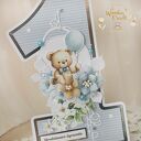 Urodzinowa kartka cyferka, prezent na roczek "Baby Blue 2" GOTOWA