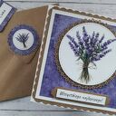 Kartka urodzinowa (lub na inną okazję) z bukietem lawendy