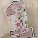 Urodzinowa kartka cyferka, prezent na roczek "OhBabyRose" GOTOWA