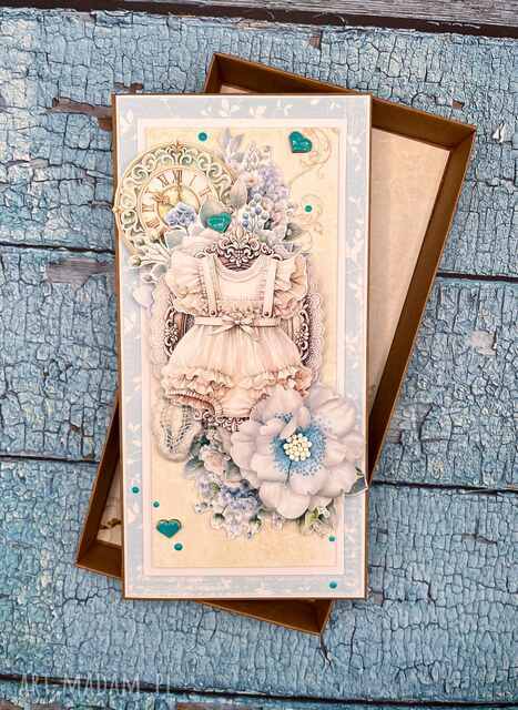 Kartka na chrest w pudełku - Błękity w stylu vintage