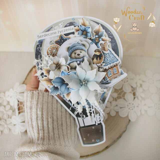 Kartka balonik, prezent na urodziny roczek chrzest "Jolly Season" GOTOWA