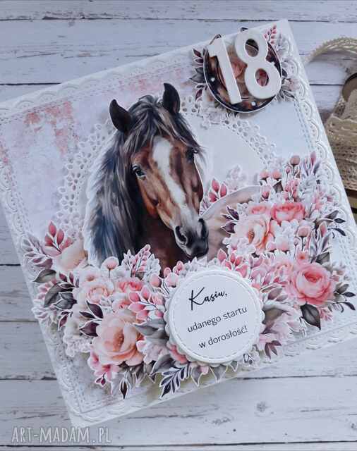 Kartka na 18. urodziny dla miłośniczki koni, w pudełku