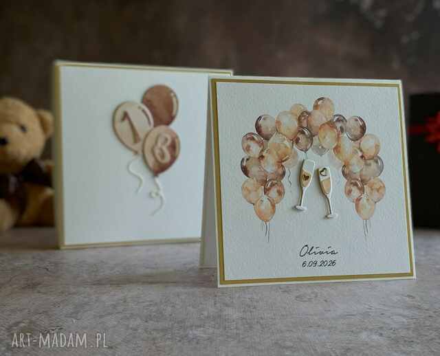 Kartka na 18 urodziny z pudełkiem i kopertą, BH 20B