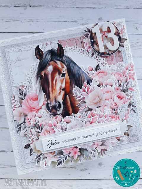 Kartka urodzinowa dla miłośniczki koni 2, personalizacja