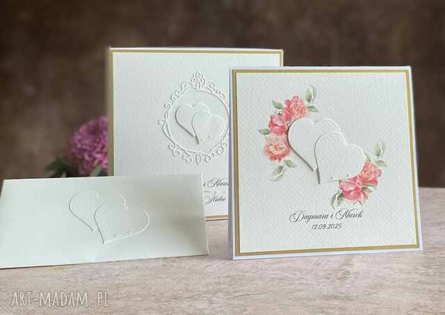 Kartka ślubna z pudełkiem i kopertą, WA26C