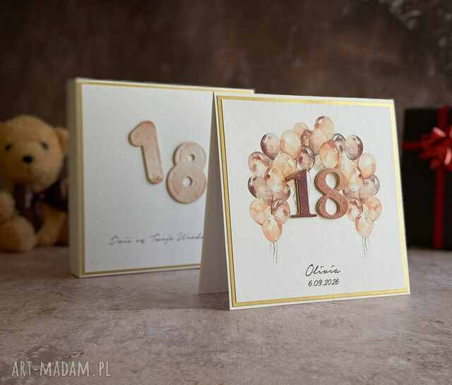 Kartka na 18 urodziny z pudełkiem i kopertą, BH 20