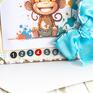 Koziołek Kartka urodzinowa z małpką - dziecko roczek