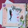 scrapbooking kawa kartka - happy (2 elegancka szczęśliwa