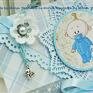 turkusowe chłopiec kopertówka z okazji narodzin - baby boy scrapbooking kartki gratulacje