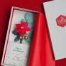 pomysł na świąteczny prezent merry christmas red paper flowers card karteczka 3d na super
