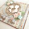 brązowe scrapbooking kartki o wymiarach 15 cm na 15 cm wykonana ręcznie, z dbałością życzenia