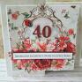 Warstwowa kartka na rocznicę ślubu, rubinowe gody z lekkim efektem 3D wykonana metodą scrapbookingu z wykorzystaniem profesjonalnych materiałów. 40