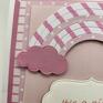 scrapbooking na Baby Shower różowa tęcza - recznie robiona kartka na babyshower