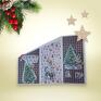 na święta prezenty kartka recznie robiona świąteczna skośna brąz z kopertą z choinka