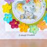 kartka urodzinowa różowe dla dziewczynki - z okazji urodzin scrapbooking słonik
