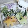 kartka z dinozaurami scrapbooking pomarańczowe urodzinowa z chłopca