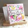 różowe scrapbooking kwiaty smile uśmiech kartka