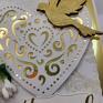 scrapbooking: Kartka ślubna złoto biel na prezent na ślub